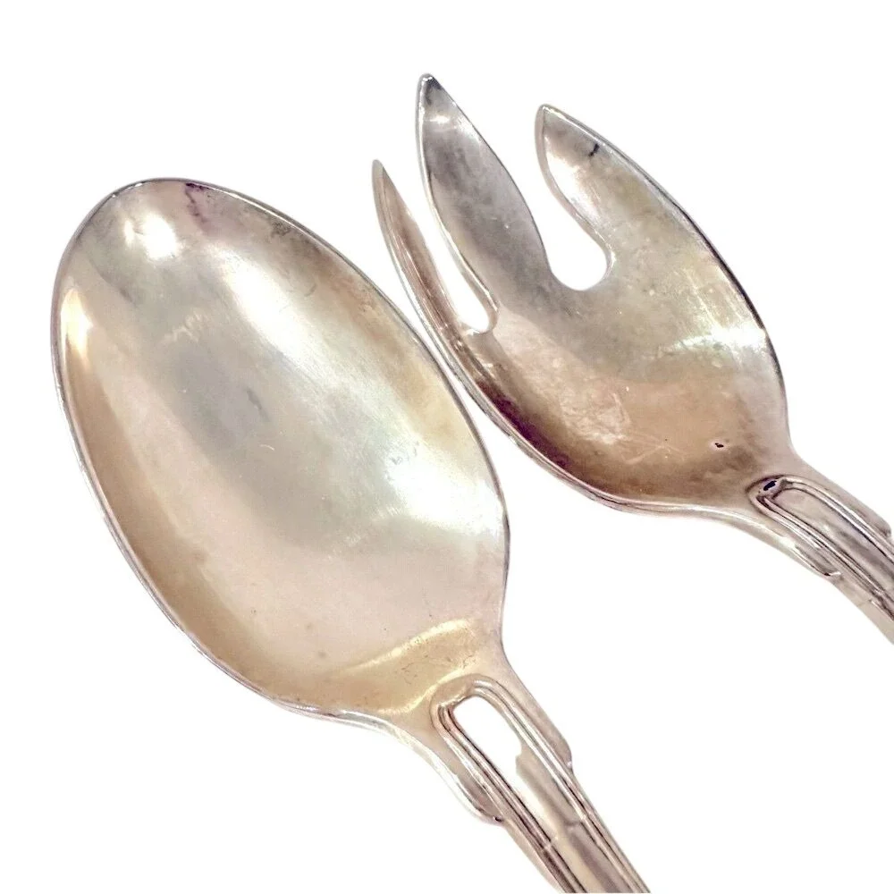 Vintage Godinger‎ Silverplate Serving Utensil Set Fork Spoon Made In Hong Kong